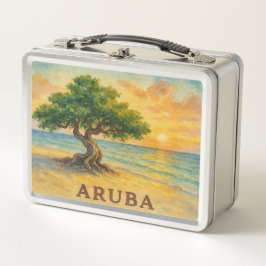 Aruba Eagle Beach Divi Tree Golden Hour Metall Brotdose