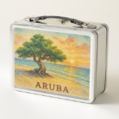 Aruba Eagle Beach Divi Tree Golden Hour Metall Brotdose (Rückseite)