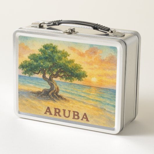 Aruba Eagle Beach Divi Tree Golden Hour Metall Brotdose (Vorderseite)