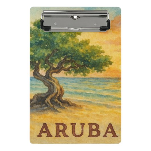 Aruba Eagle Beach Divi Tree Golden Hour Mini Klemmbrett (Vorderseite)