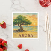 Aruba Eagle Beach Divi Tree Goldene Stunde Serviette (Beispiel)