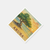 Aruba Eagle Beach Divi Tree Goldene Stunde Serviette (Ecke)