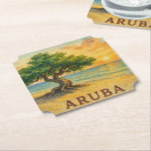 Aruba Eagle Beach Divi Tree Goldene Stunde Untersetzer (angewinkelt)