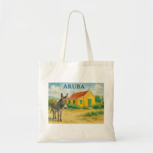 Aruba Esel und Cunucu-Haus Aquarell Tragetasche