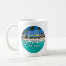 "Aruba Est. 1986" Strand mit Flagge Kaffeetasse