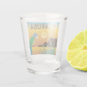 Aruba farbenfrohe Karibikinsel Schnapsglas (Rückseite)