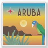 Aruba farbenfrohe karibische Illustration Aufkleber (Vorderseite)