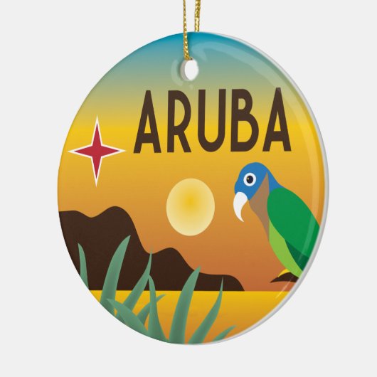 Aruba farbenfrohe karibische Illustration Keramik Ornament (Links)