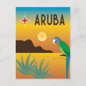 Aruba farbenfrohe karibische Illustration Postkarte (Vorderseite)
