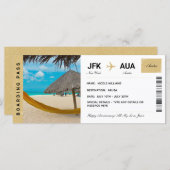 Aruba Ferien Reisen Geschenk Ticket Boarding Pass (Vorne/Hinten)
