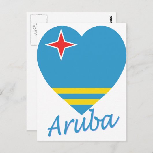 Aruba Flag Herz Postkarte (Vorne/Hinten)
