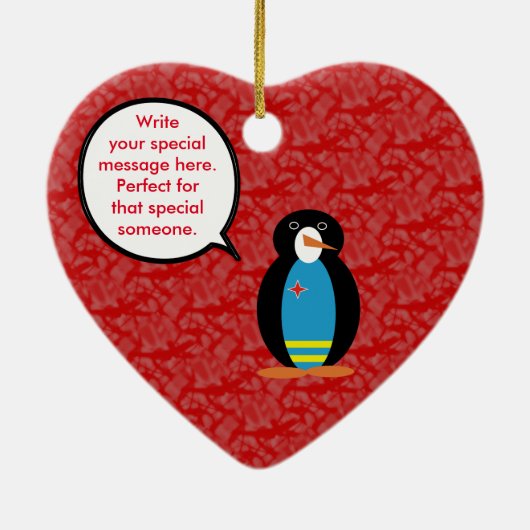 Aruba Flag Holiday Frau Penguin Gespräch Keramik Ornament (Hinten)