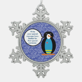Aruba Flag Holiday Frau Penguin Gespräch Schneeflocken Zinn-Ornament