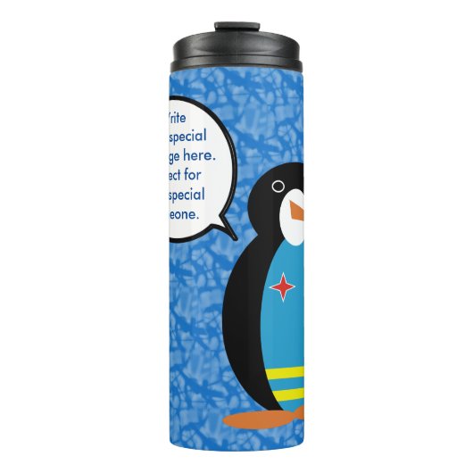 Aruba Flag Holiday Frau Penguin Gespräch Thermosbecher (Vorderseite)