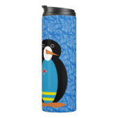 Aruba Flag Holiday Frau Penguin Gespräch Thermosbecher (Nach rechts gedreht)