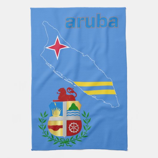 Aruba Flag Map & Emblem Geschirrtuch (Vertikal)