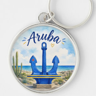 Aruba-Flagge Anker Karibikinsel Reise Souvenir Schlüsselanhänger