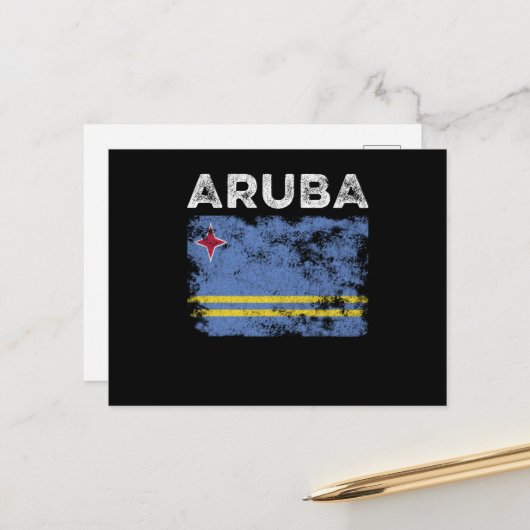 Aruba-Flagge beschädigt - Aruban-Flagge Postkarte (Vorderseite/Rückseite Beispiel)