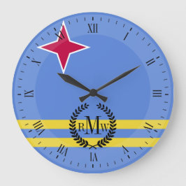 Aruba-Flagge Große Wanduhr