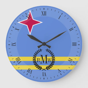 Aruba-Flagge Große Wanduhr