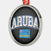 Aruba-Flagge Silbernes Ornament (Links)