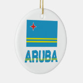 Aruba-Flagge und Wort Keramikornament (Rechts)