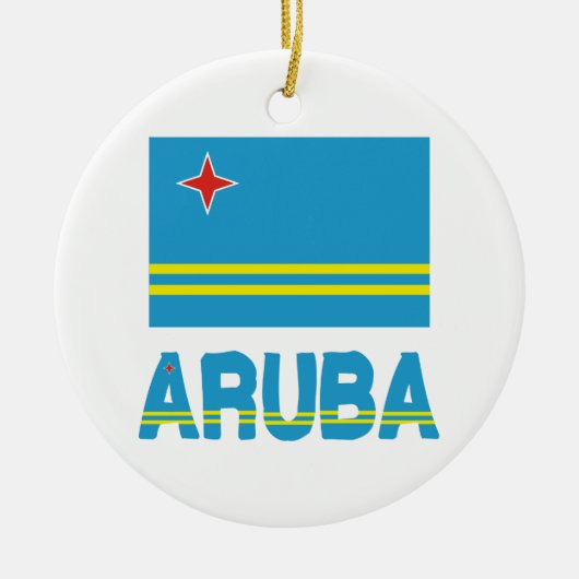 Aruba-Flagge und Wort Keramikornament (Vorne)
