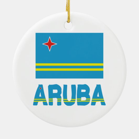 Aruba-Flagge und Wort Keramikornament (Hinten)