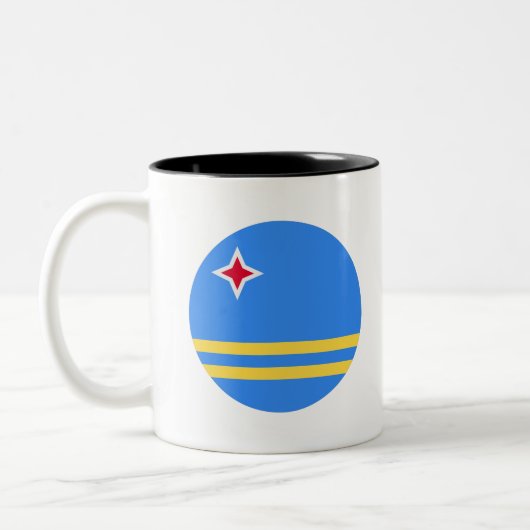 Aruba-Flagge Zweifarbige Tasse (Links)