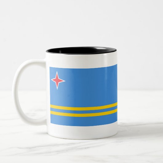 Aruba-Flagge Zweifarbige Tasse (Links)