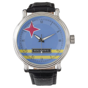 Aruba-Flaggen-individueller Name Armbanduhr