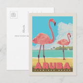 Aruba | Flamingo-Strand Postkarte (Vorne/Hinten)
