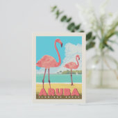 Aruba | Flamingo-Strand Postkarte (Stehend Vorderseite)