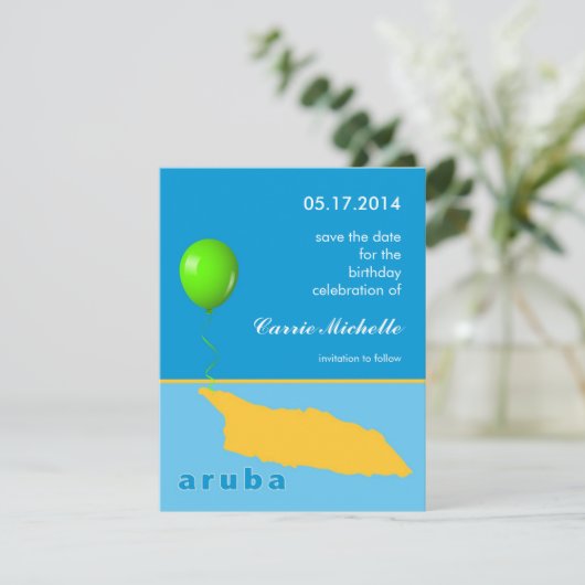 Aruba Geburtstag Ankündigung Datum freihalten (Stehend Vorderseite)