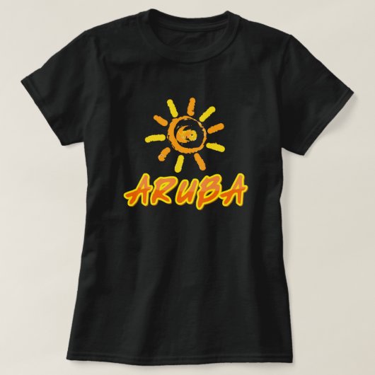 Aruba hellgelb und orange T-Shirt (Design vorne)