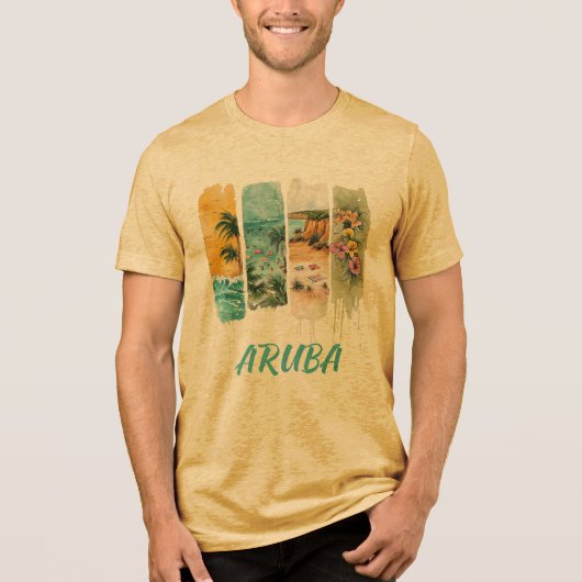 Aruba im Pinselstrich-Design Tri-Blend Shirt (Vorderseite)