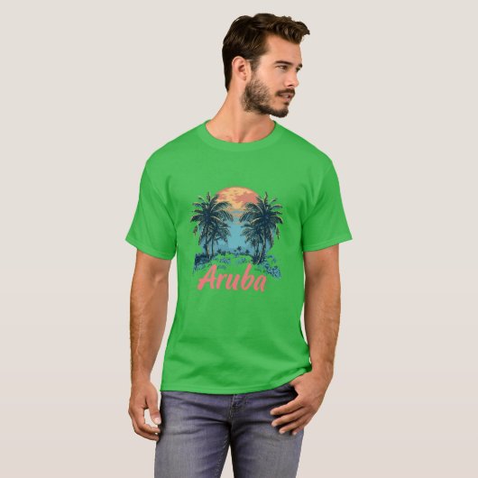 Aruba Island Design (Version 2) - Basic Dark T-Shi T-Shirt (Vorne ganz)