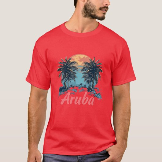 Aruba Island Design (Version 2) - Basic Dark T-Shi T-Shirt (Vorderseite)
