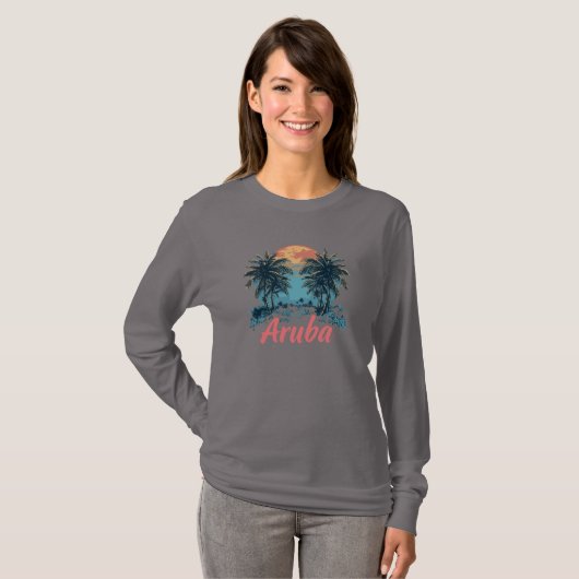 Aruba Island Design (Version 2) - Basic Long Sleev T-Shirt (Vorne ganz)