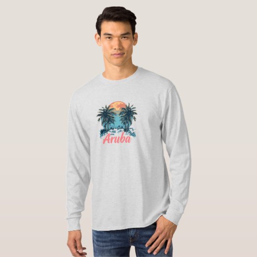 Aruba Island Design (Version 2) - Basic Long Sleev T-Shirt (Vorne ganz)