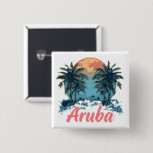 Aruba Island Design (Version 2) - Square Button (Vorne & Hinten)