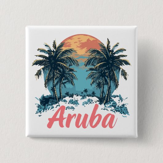 Aruba Island Design (Version 2) - Square Button (Vorderseite)