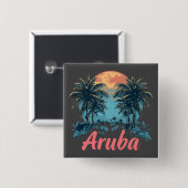 Aruba Island Design (Version 2) - Square Button (Vorne & Hinten)