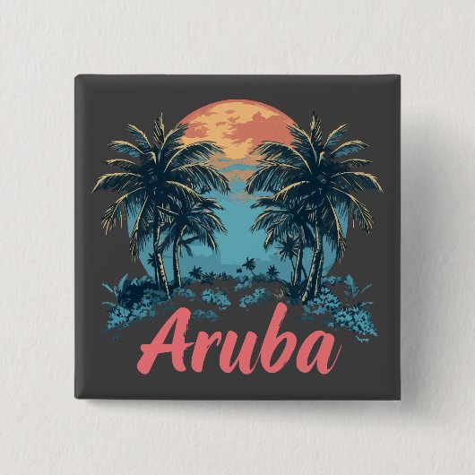 Aruba Island Design (Version 2) - Square Button (Vorderseite)