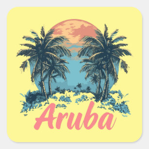 Aruba Island Design (Version 2) - Square Stickers
