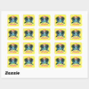 Aruba Island Design (Version 2) - Square Stickers