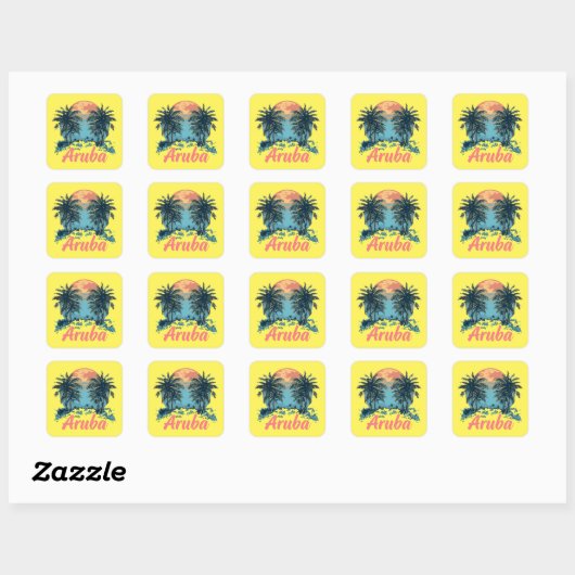 Aruba Island Design (Version 2) - Square Stickers (Blatt)