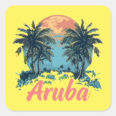 Aruba Island Design (Version 2) - Square Stickers (Vorderseite)