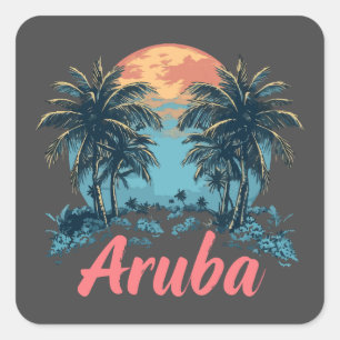 Aruba Island Design (Version 2) - Square Stickers