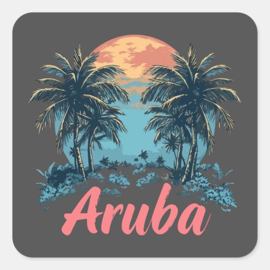 Aruba Island Design (Version 2) - Square Stickers (Vorderseite)